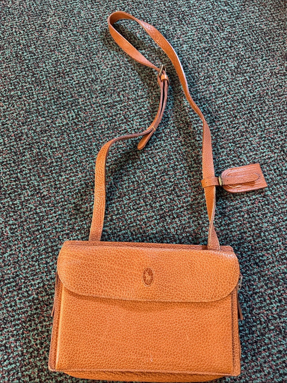 Vintage Ralph Lauren Women's Brown Leather Crossbody Bag Classic Pebbled Finish